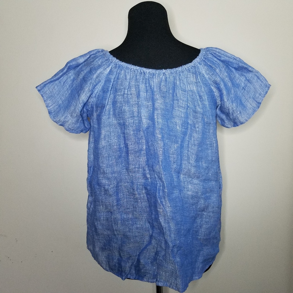 Joie Chambray Flutter Sleeve Blouse XS